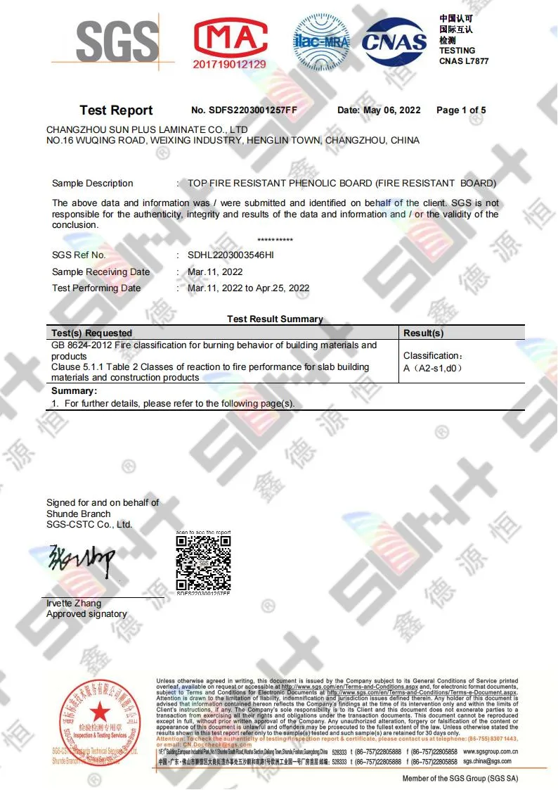 Grade A Fireproof Board Report